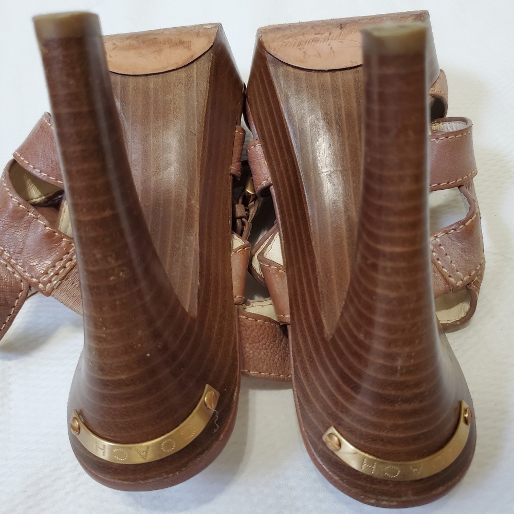 Coach Stephanie Heeled Ankle  Strappy Leather Sandal Size 8 - Picture 6 of 7